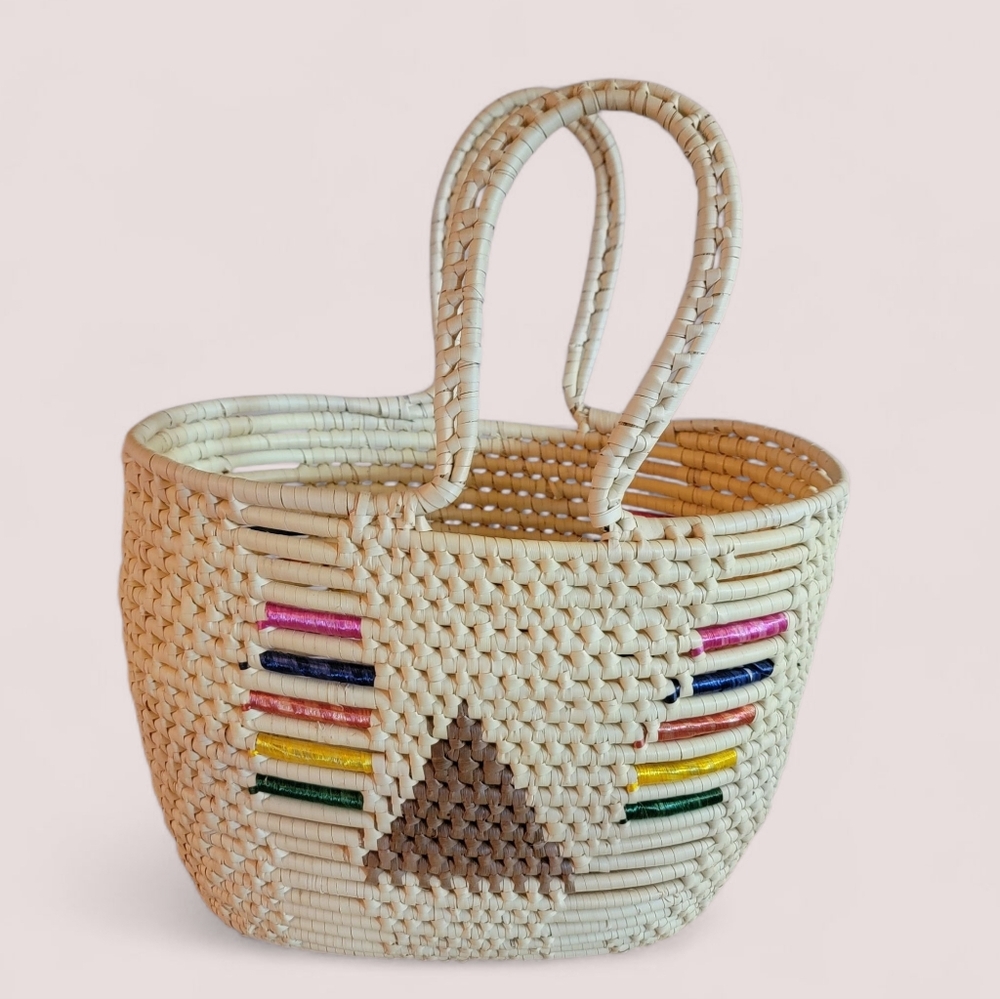 Vintage Large Straw Raffia Tote‎ Basket - Picture 3 of 6